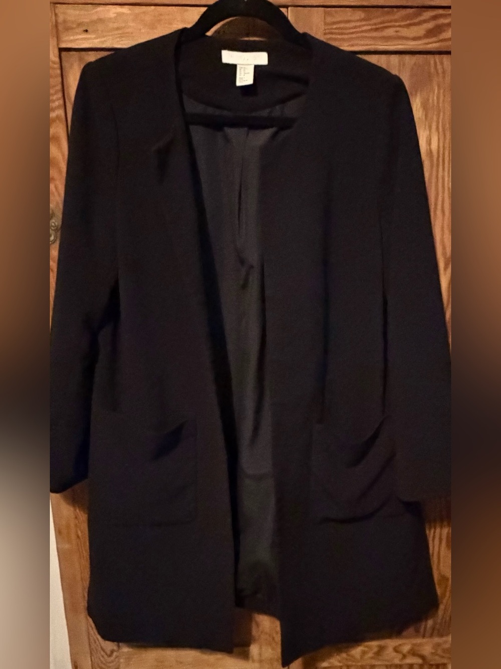 H&M Black Open-Front Long Blazer. Women’s size 12. VGUC.
